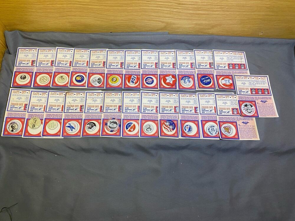 Lot of 25 - 1972 Amoco Oil Reproduction Political Buttons w/ Cards (Lot #2)